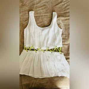 Material Girl | Tops | Material Girl White Lime Green Corset Style